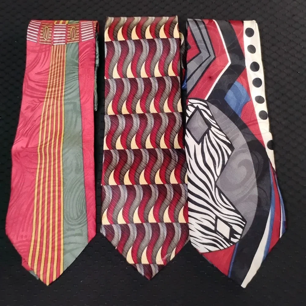 Albert Nipon Geometric Design Neckties Lot Of 3 Funky Fresh‎ Cool - N